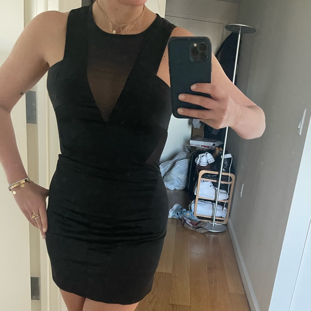 All Saints - Sleeveless Mini Satin Dress with Mesh Cut outs